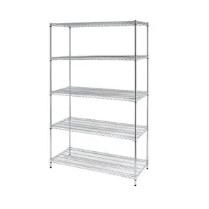 5-tire Chrome plated wire shelving Storage Organizer stainless steel supermark wire shelving
