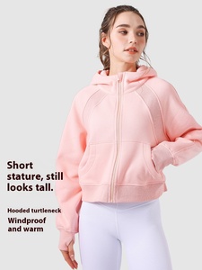 Giacca Sportiva Casual da <span class=keywords><strong>Donna</strong></span> L-u-l-u Scuba per Autunno e Inverno, <span class=keywords><strong>Felpa</strong></span> <span class=keywords><strong>con</strong></span> <span class=keywords><strong>Cappuccio</strong></span> e Zip in Velluto <span class=keywords><strong>con</strong></span> Fodera, Top Stampato per Yoga - Product Image 6