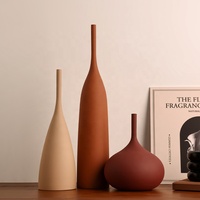 Vase en céramique à texture brossée de style européen et américain, rétro, Morandi, décoration d'intérieur, salon, ornements nordiques