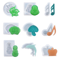 Kit de moules en résine de silicone écologique AINIKA DZ155-193 pour pendentifs et porte-clés - En stock