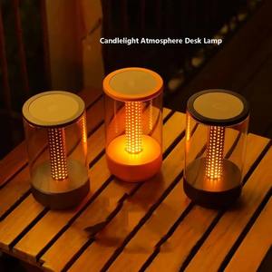 USB Rechargeable LED Bedhead Night Light Romantic Candlelight Atmosphere Desk Lamp Portable Dining <b>Table</b> Outdoor <b>Camping</b> Candle - Product Image 2