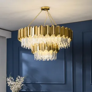 Prix usine luxe plafond lustres lampe intérieur salle à manger chambre métal cristal Led artistique moderne lustre suspension