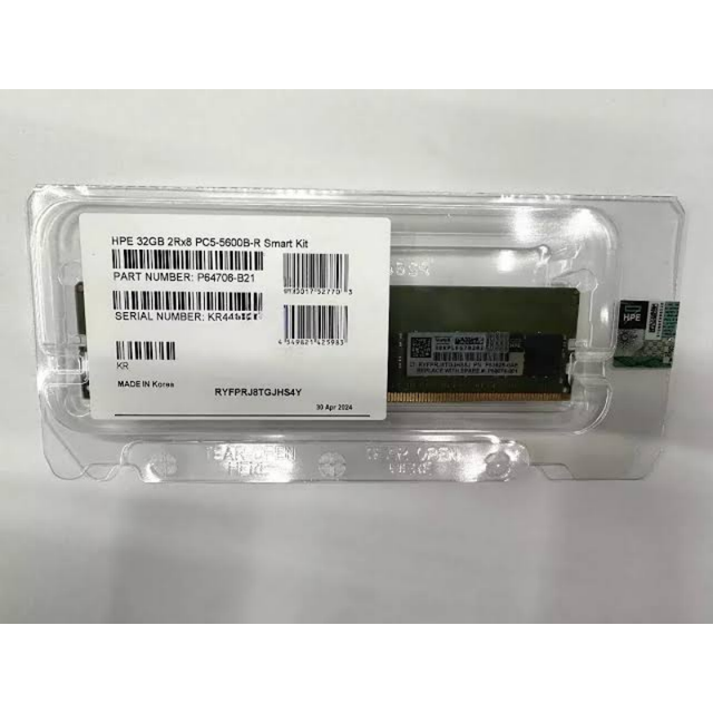 HPE 32GB (1x32GB) Dual Rank X8 DDR5 5600 EC8 Registered Smart Memory Kit