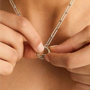 جيمنل مجوهرات كلاسيكية كورية، سلسلة بمشبك ورقي 18 بوصة، سلسلة طويلة من الفضة الخالصة عيار 925 للنساء - Product Image 5