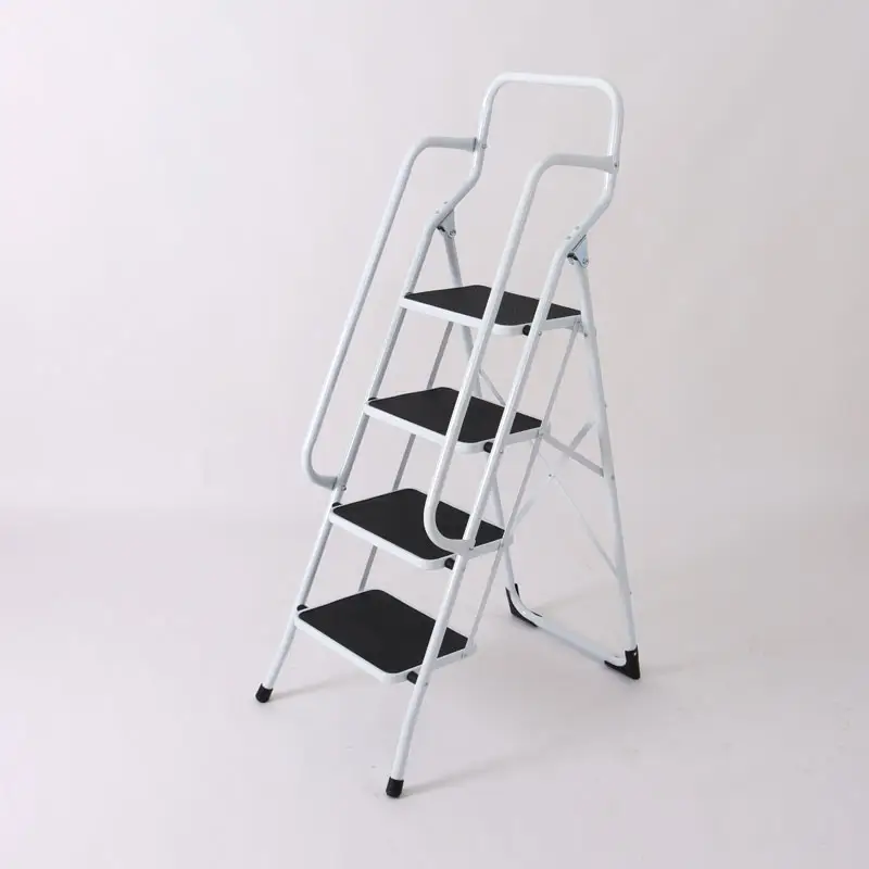 Nieuw Ontwerp Heavy Duty 4 Step Ladder Stoel Opvouwbare Lange Leuning Platform Ijzeren Metalen Opstapje Met Brede Opstap