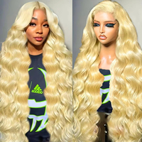 Pelucas de Cabello Indio Virgen Natural al por Mayor, sin Pegamento, Color Piano con Reflejos, Ondas Profundas, Rubio Miel, 13x4 13x6, con Frente de Encaje para Mujer Negra