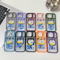 Étui pliable avec support magnétique en métal invisible pour iPhone 15 12 14 16 17, protection d'appareil photo en verre trempé