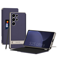 Haute Qualité Pliant Carte Sac Armure Téléphone Cas avec Béquille En Alliage D'aluminium Pour Samsung S25 s24u Cas Flip Étui En Cuir