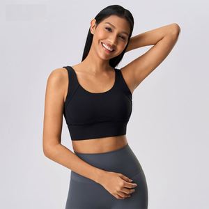 Soutien-gorge de <span class=keywords><strong>sport</strong></span> de yoga actif pour femmes vêtements de <span class=keywords><strong>sport</strong></span> de fitness en gros avec large bandoulière col rond haut grande taille disponible - Product Image 2