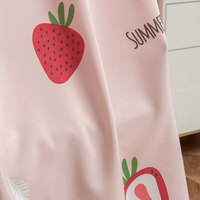 Tissu de rideau imprimé 100% polyester, motif fraise, rose, pour l'été, vente en gros
