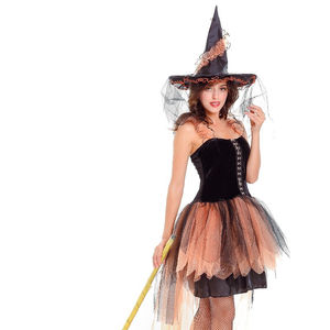 <span class=keywords><strong>Disfraz</strong></span> <span class=keywords><strong>de</strong></span> <span class=keywords><strong>bruja</strong></span> Sexy para Cosplay <span class=keywords><strong>de</strong></span> Halloween para mujer, <span class=keywords><strong>Vestido</strong></span> <span class=keywords><strong>corto</strong></span> <span class=keywords><strong>con</strong></span> hombros descubiertos y estampado en capas morado, naranja y negro - Product Image 3