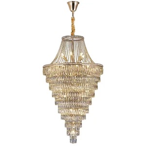 OEM/ODM Custom Modern Style Indoor Decor Gold LED Crystal Chandelier Luxury Hanging Pendant <strong>Light</strong> for Hotel Villa Oval Shape AC - Product Image 1