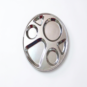 Plato Divisor Ovalado de Metal, Acero Inoxidable, Apto para Lavavajillas, Diseño Minimalista, Vajilla Duradera - Product Image 1