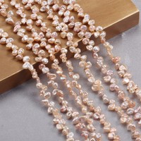 Perles naturelles baroques recyclées sans noyau Fairy Petal 5-6mm, chaîne en vrac DIY, une pièce environ. 38-39 cm de long