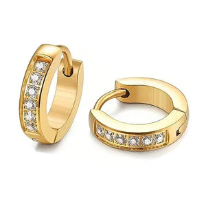 Pendientes de <span class=keywords><strong>Aro</strong></span> de Acero Inoxidable con Diseño Geométrico Punk, Modernos, con Circonita Cúbica Brillante, Unisex, para Uso Diario, Joyería Piercing - Product Image 6