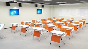 学校用シングルデスクと椅子、マルチカラー、カスタマイズ可能な学生用椅子、学習用教室椅子、ABSシート - Product Image 3