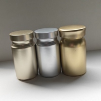 Pot rond en plastique doré mat de 150 ml, bouteille à large ouverture avec bouchon à vis assorti, récipient vide pour capsules, comprimés, produits de santé