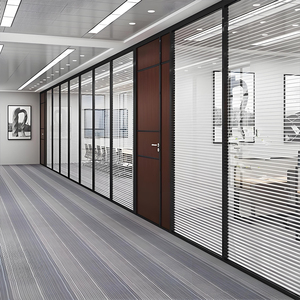 Tùy chỉnh kích thước hiện đại đôi kính phân vùng mờ tùy chọn nhôm công nghiệp hồ sơ phân vùng văn phòng bền - Product Image 4