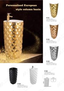 Baño Oro Negro Montado en la pared <span class=keywords><strong>WC</strong></span> Cerámica Inodoro redondo Color dorado P-Trap Drenaje Una pieza Montaje en pared Inodoro con lavabo - Product Image 5