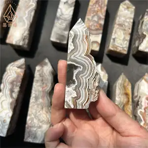 Kindfull Mexico Agate Wands Healing Reiki Stones Quartz Mexican Agate Tower Point For Meditation
