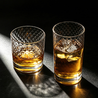 12,8 oz Luxus Kristall Highball Glas Bleifrei Diamantmuster 380ml Vintage Trinkglas für Wasser Saft Cocktail Barware