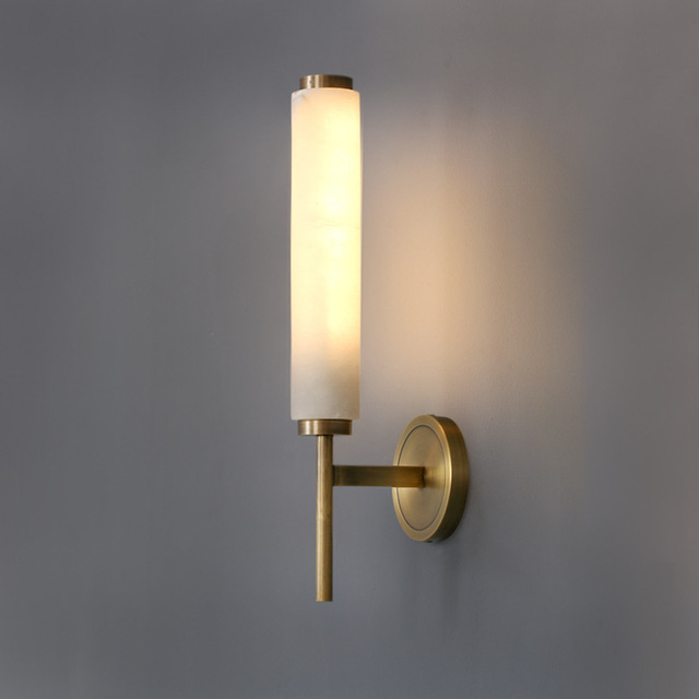 Spanish-imported Alabaster Nordic Simple Luxury Full Copper Wall Lamp for Hotel & Home Bedroom & Living Room Bedside Lighting