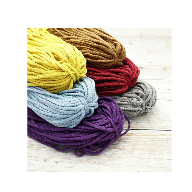 Cotton Rope 6mm 8-Strand Braided Hollow Cotton Rope for Macrame