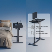 Support de table d'appoint portable électrique multifonction réglable en acier laminé à froid avec surface en bois pour ordinateur portable et tablette