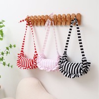 Nouveau sac bandoulière rétro rayé à volants en forme de croissant, grande capacité, avec fermeture éclair, sac à l'épaule décontracté pour filles