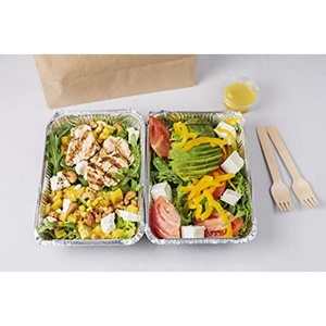 Barquette de traiteur en aluminium argenté de 1100 ml, barquette en aluminium jetable pour aliments avec couvercle transparent - Product Image 3