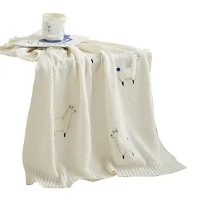 批发ODM个性化设计师大细针织奢华棉婴儿针织毯超柔软新生儿襁褓毯