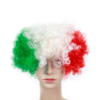 Coloré Clown Perruques Nouvel An Football Fan Décoration Cheveux Perruques Carnaval Drôle Football Jeu Props Drapeau Couleur Perruques