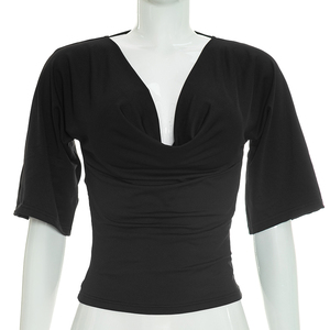 Viviblook Y26TP271 – Haut décontracté d'été pour femme, nouveau t-shirt sexy à épaules dénudées et dos nu avec lacets pour dames - Product Image 3