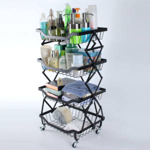 사무실, 거실, 주방 용 다기능 접이식 4 계층 도구 트롤리 카트 잠글 수있는 바퀴 - Product Image 2