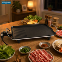 Grill électrique en aluminium antiadhésif en PTFE avec contrôle numérique, plaque de cuisson sans fumée pour usage domestique en intérieur