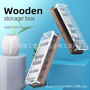 Wooden double-layer <b>memory</b> <b>card</b> holder, computer <b>memory</b> <b>card</b> stand, desktop display <b>memory</b> <b>card</b> acrylic bracket - Product Image 4