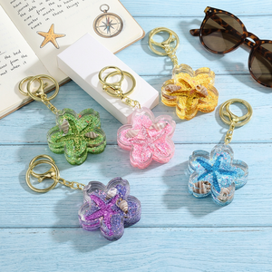Llavero de acrílico con diseño de dibujos animados de Quicksand, colgante de bolsa con flor de cerezo, bonito llavero de pareja, regalo de Sakura con líquido flotante - Product Image 3