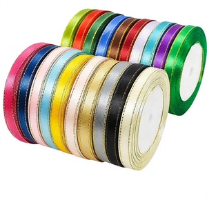 Cinta de satén con bordes plateados de 6mm de alta calidad 100% poliéster cara única 25 yardas/rollo para embalaje de regalo - Product Image 1