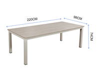 Table à manger moderne carrée en métal pour restaurant, café, boutique, hôtel, cour extérieure, salon, meubles d'extérieur de style panneau en bois