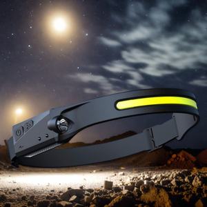 Lampe frontale de camping 300 Lm, lampe frontale en silicone COB avec capteur, lampe frontale rechargeable de type C, lampes frontales LED - Product Image 1