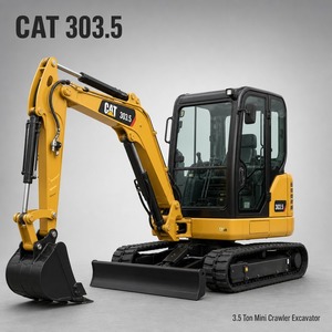Mini-excavatrice CAT 303.5 d'occasion, 3,5 tonnes, excavatrice sur chenilles, 2020, faible nombre d'heures, moteur Cummins, hydraulique Kawasaki - Product Image 1