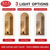 Miroir mural arqué Fullkenlight à LED, sans cadre, rétroéclairé, pour la décoration de la maison, miroir de maquillage