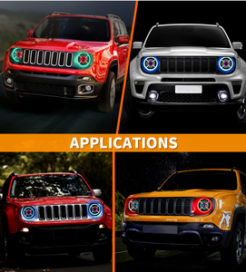 Faro LED RGB Halo da 9 Pollici Plug and Play con Occhi di Angelo - Compatibile con <span class=keywords><strong>Jeep</strong></span> <span class=keywords><strong>Renegade</strong></span> 2015-2021 - Product Image 6