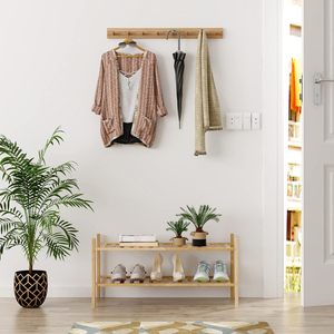 Wooden <b>Shoe</b> <b>Rack</b> 2 Tier Standing <b>Storage</b> Organizer For Bedroom Bathroom Living Room - Product Image 1