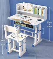 Conjunto de Mesa y Silla de Altura Ajustable con Estanterías, Estructura de Acero, Escritorio de Estudio para Escuela, Muebles para Aula