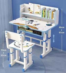 Conjunto de Mesa y Silla de Altura Ajustable con Estanterías, Estructura de Acero, Escritorio de Estudio para Niños y Estudiantes - Product Image 6