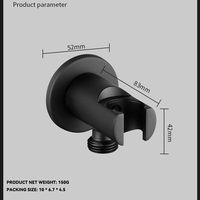 Accessoires de robinetterie de douche : Support de douchette à main, Support de pistolet de pulvérisation, Fonction pluie en laiton, Montage mural, Boîtier noir pour salle de bain