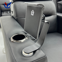 Ensemble de canapés inclinables électriques 4 places en cuir noir avec structure métallique, canapé inclinable moderne pour home cinéma avec chargeur USB pour salon