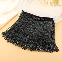Superbe frange de 15 cm en perles de verre à coudre à la main pour la décoration textile de la maison