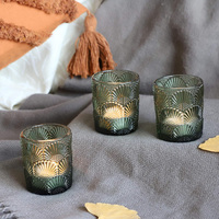 Porte-bougie en verre vert pour bougie chauffe-plat, centre de table, décoration de mariage, fête de Noël